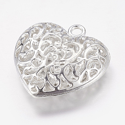 Silver Tibetan Silver Color Plated Pendants, Cadmium Free & Nickel Free & Lead Free, Heart, Silver Color Plated, about 36mm long, 35mm wide, 12mm thick, hole: 3.5mm