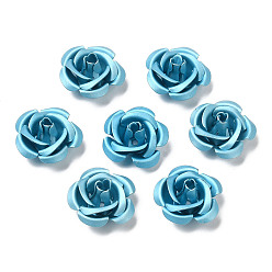 Light Sky Blue Aluminum Beads, Oxidation, Rose, Light Sky Blue, 15x15x9mm, Hole: 1.4mm