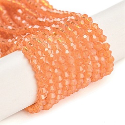 Orange Foncé Cuisson des brins de perles de verre transparentes peintes, imitation opalite, facette, Toupie, orange foncé, 3.5x2.5mm, Trou: 0.7mm, Environ 135 pcs/chapelet, 16.85 pouce (42.8 cm)