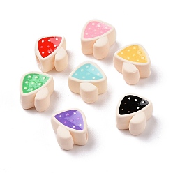Mixed Color Rubberized Style Acrylic European Beads, with Enamel, Large Hole Beads, Mushroom, Mixed Color, 12x12.1x7mm, Hole: 4mm