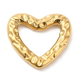 Oro Revestimiento iónico (ip) 304 anillos de unión de acero inoxidable, martillado, corazón, dorado, 20x22x3 mm, diámetro interior: 9.5x14 mm