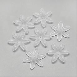 Clear 6-Petal Transparent Acrylic Bead Caps, Frosted, Clear, 34.5x30.5x6.5mm, Hole: 1.5mm, about 380pcs/500g