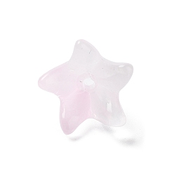 Бледно-Розовый Прозрачные шапочки из стеклянных бусин, зеленоватый цветок лилии, розовый жемчуг, 10x12.5x12 мм, отверстие : 1.5 мм