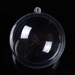 Clear Openable Transparent Plastic Pendants, Fillable Plastic Bauble Christmas Ornament, Round, Clear, 11x9.9cm, Hole: 4mm, Inner Size: 9.8cm