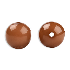 Sienna Opaque Resin Beads, Round, Sienna, 12x11.5mm, Hole: 1.6~1.8mm