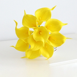Amarillo Flor artificial de imitación de cuero de cala, Flor artificial para decoración interior y exterior., amarillo, 350x90x70 mm
