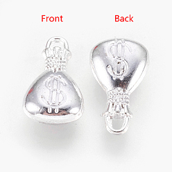Silver Tibetan Style Alloy Pendants, Cadmium Free & Lead Free, Bag, Silver, 17x10x4mm, Hole: 2mm