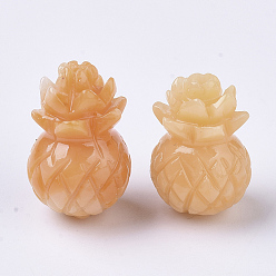 Corail Perles de corail synthétiques, teint, jade d'imitation, ananas, orange, 16x11mm, Trou: 1.6mm