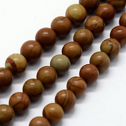 Wood Lace Stone Natural Wood Lace Stone Beads Strands, Round, 8mm, Hole: 1mm, about 46pcs/strand,  14.76 inch(37.5cm)