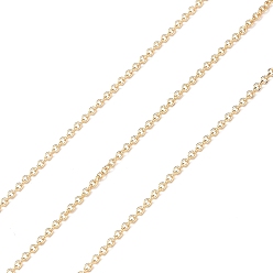 Real 14K Gold Plated Brass Cable Chains, Soldered, Real 14K Gold Filled Chains, Real 14K Gold Plated, Link: 1.4x1x0.4mm