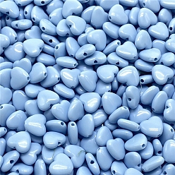Bleu Bleuet Perles acryliques opaques, cœur, bleuet, 9mm, 50 pcs /sachet 