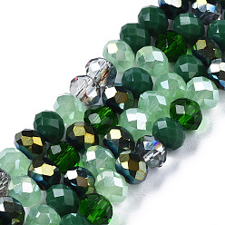 Vert Mer Perles en verre electroplate, facette, rondelle, vert de mer, 5.5~6x5mm, Trou: 1mm, Environ 90~92 pcs/chapelet, 16.54 pouces ~ 16.93 pouces (42~43 cm)