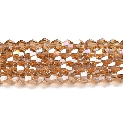 Peru Transparent Electroplate Glass Beads Strands, AB Color Plated, Faceted, Bicone, Peru, 3.5mm, about 108~123pcs/strand, 12.76~14.61 inch(32.4~37.1cm)