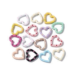 Mixed Color Spray Painted Alloy Spring Gate Rings, Heart, Mixed Color, 25x26x4.5mm, Inner Diameter: 14x14.5mm