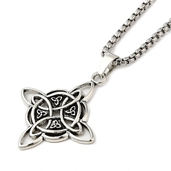 Antique Silver 201 Stainless Steel Pendant Necklaces, Witches Knot Wiccan Symbol, Antique Silver, 23.31 inch(59.2cm)