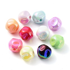 Couleur Mélangete Placage uv perles acryliques opaques, iridescent, perles lumineuses, brillent dans le noir, figue, couleur mixte, 14.5mm, Trou: 2mm