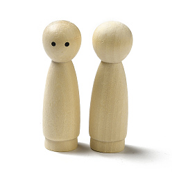 Beige Unfinished Wooden Peg Dolls Display Decorations, for Painting Craft Art Projects, Beige, 21.5x71mm
