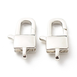 Real Platinum Plated Eco-Friendly Brass Lobster Claw Clasps, Long-Lasting Plated, Lead Free & Cadmium Free, Real Platinum Plated, 19.5x11x4mm, Hole: 3x1.2mm