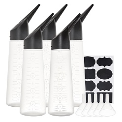 White Plastic Glue Bottles, Plastic Funnel Hopper and Chalkboard Sticker Labels, White, 21.5cm, Capacity: 250ml
