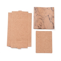 BurlyWood Kraft Paper Boxes and Necklace Jewelry Display Cards, Packaging Boxes, with Marble Texture Pattern, BurlyWood, Folded Box Size: 7.3x5.4x1.2cm, Display Card: 7x5x0.05cm