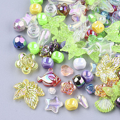 Mixed Color Acrylic Beads & Pendants, Mixed Shapes, Mixed Color, 4~29x4~20.5x4~9mm, Hole: 0.8~4mm