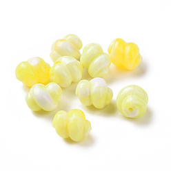 Jaune Champagne Perles acryliques opaques bicolores, conque, jaune champagne, 14x11mm, Trou: 1.6mm, 500 pcs / 500 g