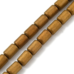 Golden Plated Electroplated Synthetic Non-magnetic Hematite Beads Strands, Frosted, Column, Golden Plated, 3.7~3.8x5.8~5.9mm, Hole: 0.8mm, about 65pcs/strand, 15.75''(40cm)