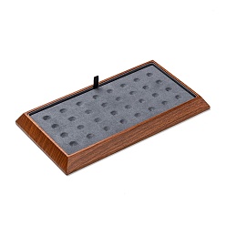 Gray Rectangle Wood Pesentation Jewelry Round Beads Display Tray, Covered with Microfiber, Coin Stone Organizer, Gray, 24.5x13.5x2.1cm