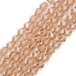 Rosy Brown Glass Bead Strands, Faceted, Twist, Rosy Brown, 8x7~8x8mm, Hole: 1mm