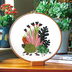 Colorido Kits de inicio de bordado diy con patrón de cactus, incluyendo tela e hilo de bordado, aguja, hoja de instrucciones, colorido, 290x290 mm