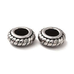 Antique Silver 316 Surgical Stainless Steel European Beads, Large Hole Beads, Donut, Antique Silver, 8.5x3.5mm, Hole: 4mm