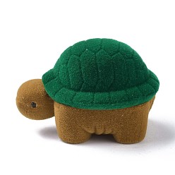 Темно-Зеленый Бархат кольца коробки, с пластиковым, черепаха, темно-зеленый, 6.7x5.1x4 см
