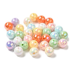 Couleur Mélangete Placage uv perles acryliques irisées arc-en-ciel, ronde, couleur mixte, 12mm, Trou: 2.2mm