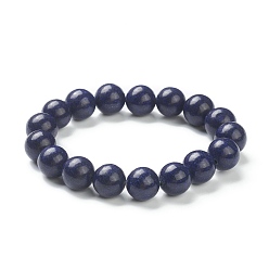 Lapis Lazuli Natural Lapis Lazuli Beaded Stretch Bracelets, Dyed, Round, Beads: 12~12.5mm, Inner Diameter: 2-1/8 inch(5.4cm)