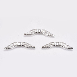 Silver Tibetan Style Alloy Beads, Wing, Silver Color Plated, Lead Free and Cadmium Free, 51x14x4mm, Hole: 2mm, about 370pcs/1000g