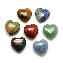 Piedra Mixta Piedras curativas de piedra mixta natural, corazón amor piedras, piedras de palma de bolsillo para el equilibrio de reiki, 29~30x30~31x12~15 mm