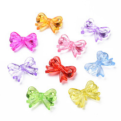 Mixed Color Transparent Acrylic Beads, Bowknot, Mixed Color, 14x18x4.5mm, Hole: 1.8mm, about 870pcs/500g