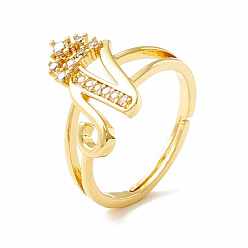 Letter N Clear Cubic Zirconia Initial Letter with Crown Adjustable Ring, Real 18K Gold Plated Brass Alphabet Ring for Women, Cadmium Free & Lead Free, Letter.N, US Size 6(16.5mm)