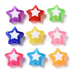 Mixed Color Star Acrylic Beads, Bead in Bead, Mixed Color, 8.5x9x4mm, Hole: 1.8mm, about 2941pcs/500g