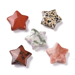 Pierre Mélangete Pierres gemmes naturelles, sans trou, étoiles, 28.5x30x10mm