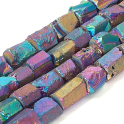 Multi-color Plated Electroplated Natural Quartz Crystal Beads Strands, Nuggets, Multi-color Plated, 13~17x7~16x7~16mm, Hole: 1.2mm, about 27pcs/strand, 15.16 inch(38.5cm)