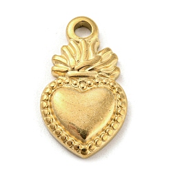 Golden 304 Stainless Steel Pendants, Sacred Heart Charm, Golden, 22x12.5x2.5mm, Hole: 3mm