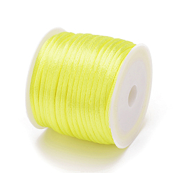 Yellow Nylon Cord, Satin Rattail Cord, for Beading Jewelry Making, Chinese Knotting, Yellow, 2mm, about 10.93 yards(10m)/roll