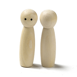 Beige Unfinished Wooden Peg Dolls Display Decorations, for Painting Craft Art Projects, Beige, 21x70.5mm