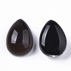 Black Translucent Glass Cabochons, Color will Change with Different Temperature, Teardrop, Black, 18x13x7.5mm