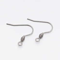 Stainless Steel Color 304 Stainless Steel Earring Hooks, Ear Wire, with Horizontal Loop, Stainless Steel Color, 20x21.5x3mm, Hole: 2mm, 20 Gauge, Pin: 0.8mm