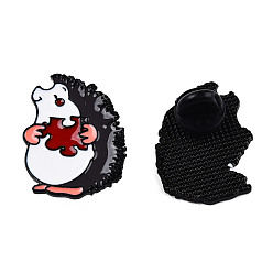 Dark Red Hedgehog with Puzzle Enamel Pin, Electrophoresis Black Plated Alloy Animal Badge for Backpack Clothes, Nickel Free & Lead Free, Dark Red, 28x21mm, Pin: 1mm