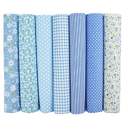 Bleu Clair Tissu en coton imprimé, pour patchwork, couture de tissu au patchwork, matelassage, carrée, bleu clair, 50x50 cm, 7 pièces / kit