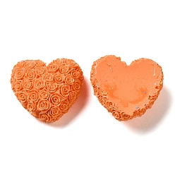 Orange Opaque Resin Cabochons, Heart, Orange, 22.5x25x11mm