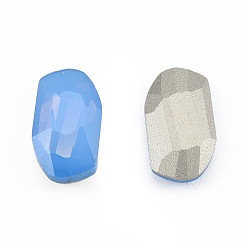 Sapphire K9 Glass Rhinestone Cabochons, Pointed Back & Back Plated, Faceted, Nuggets, Sapphire, 14x8x4mm